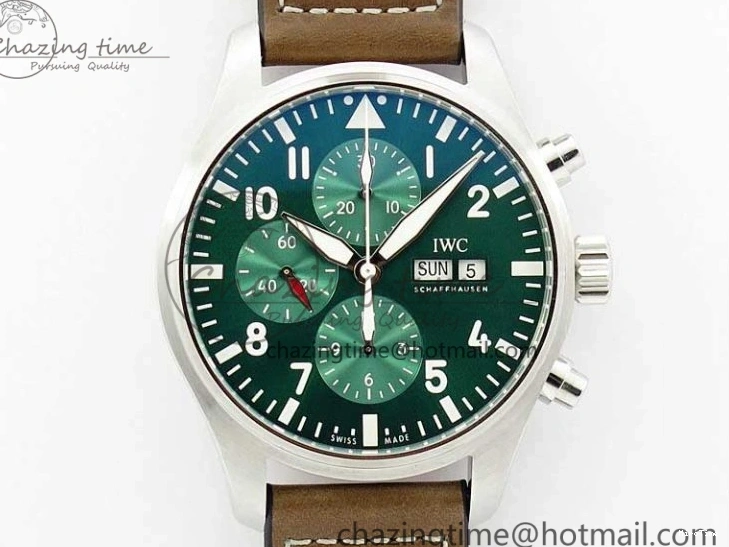 MIROTIME 0321 Pilot Chrono IW377726 ZF 1:1 Best Edition Green Dial on Brown Leather Strap A Trendsetting 7125